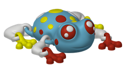Sapo articulado de quatro cores usado no estudo U1 e A1 Combo
